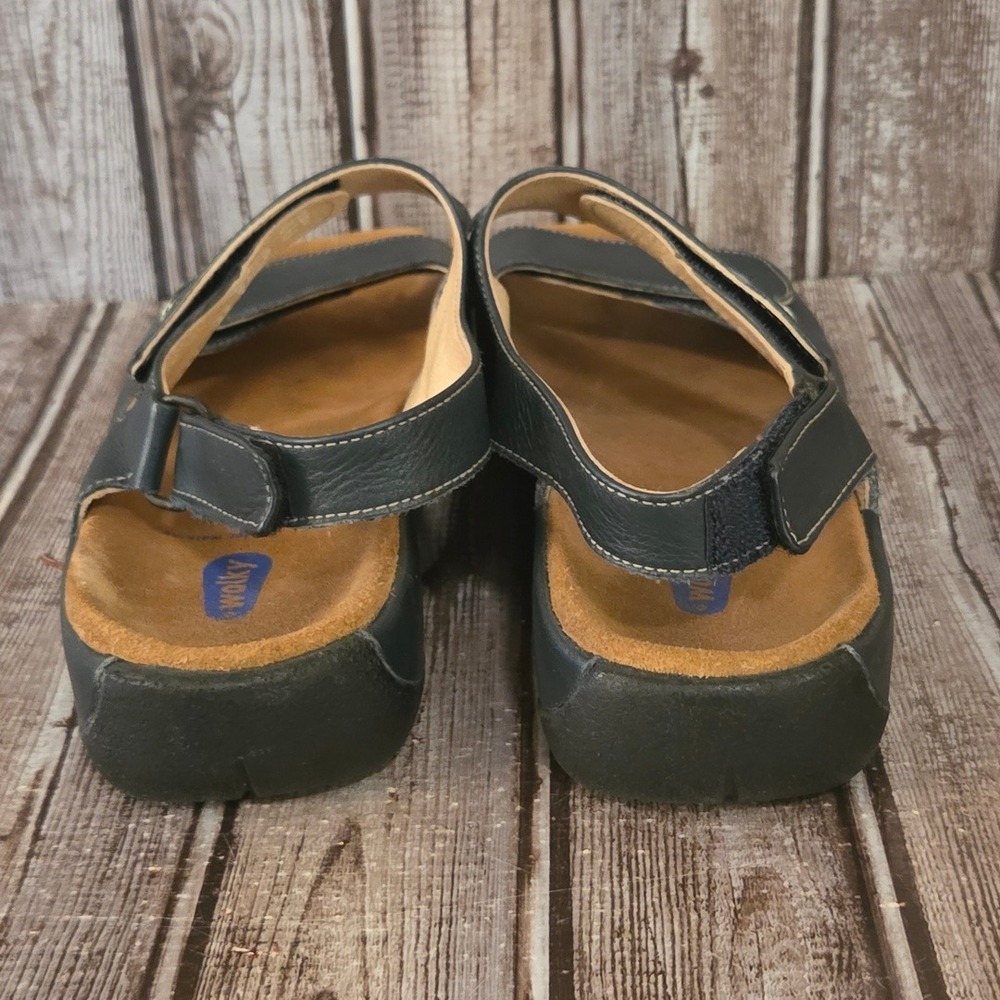 Sz 39 / 8 Womens Wolky Liana Navy Blue Leather Comfort Walking Sandals VGUC! - Picture 4 of 6